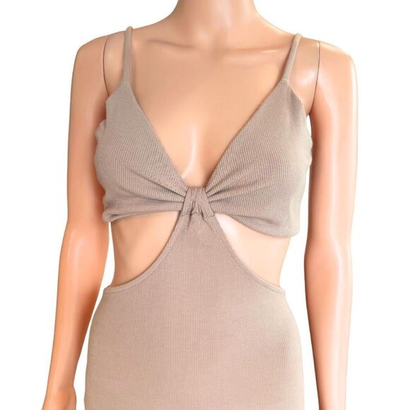 NWT FORE Tan Beige Cutout Bikini Top Maxi Dress - Picture 3 of 6